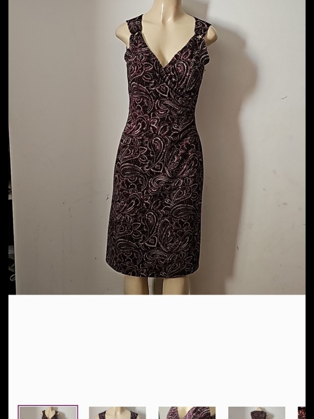Nine West Black Dress with Pink Paisley Print